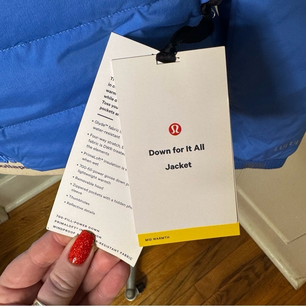 Lululemon Down For It All Jacket Winter Coat Pipe Dream Blue Size 12 NWT - Picture 13 of 16